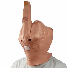 Halloween Funny Bizarre Despise Middle Finger Full Head Latex Mask Costume Props