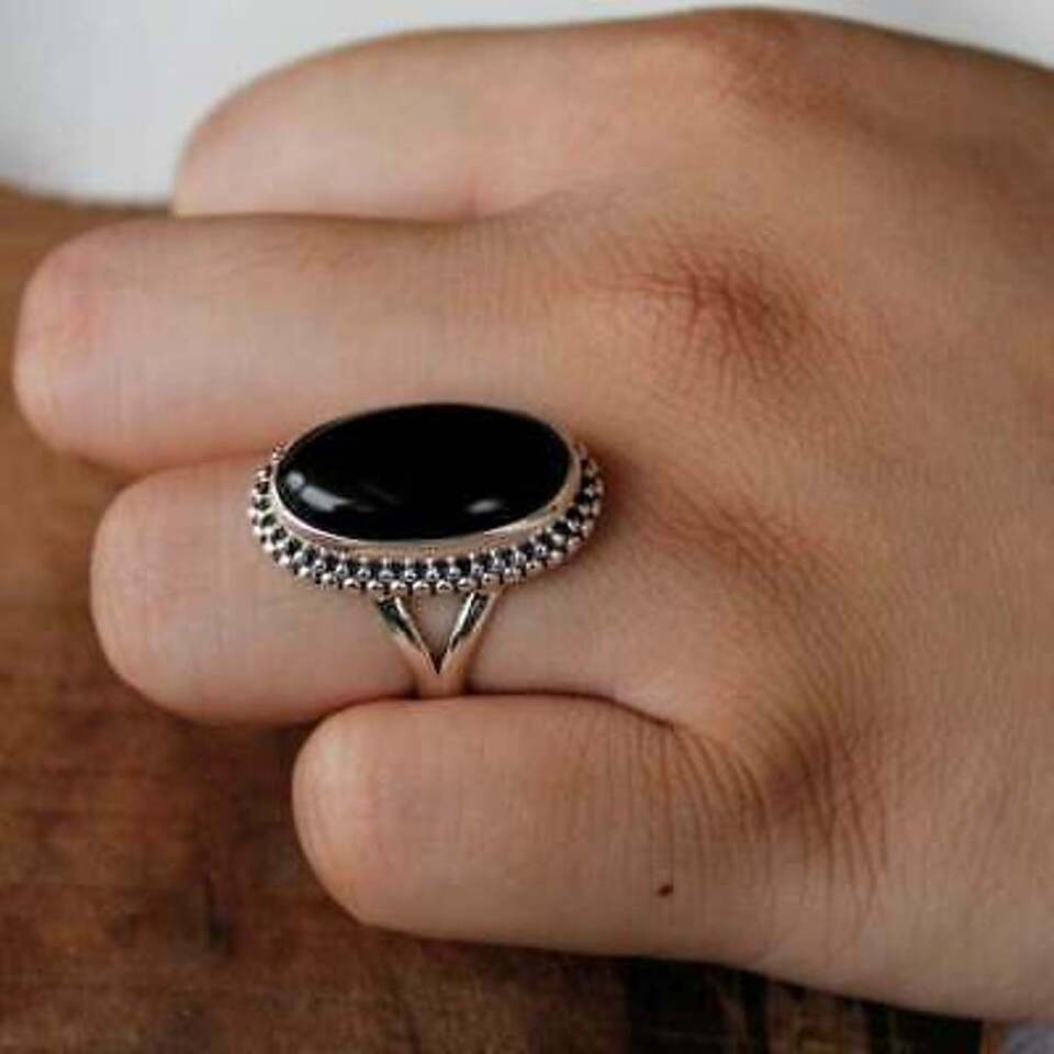 Black Onyx Gemstone 925 Sterling Silver Ring Black Friday Jewelry