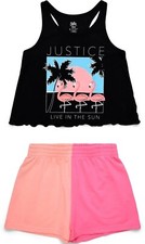 JUSTICE Girls' 12P/14P  Two 2 Piece Tank Sleep  Pajama Set  LIVE IN THE SUN