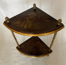 1970′ Encoignure Style Maison Baguès Décor Bambou en Bronze Doré