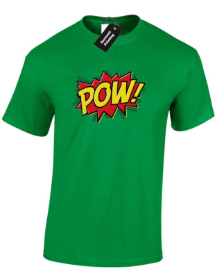 POW HERREN T-SHIRT LUSTIG COMIC DESIGN RETRO OLDSCHOOL GAMER GAMING TOP