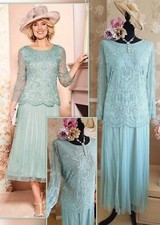 Nightingales Pisarro Green Lace Beaded mother wedding Occasion Evening dress 22