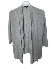 Charter Club Luxury Size M 100 Cashmere Gray Open Cardigan Sweater 6