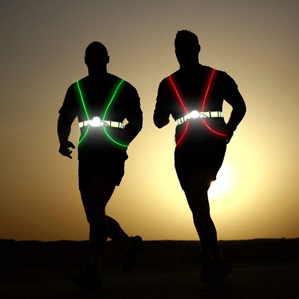 led running vest USB rechargeable reflective gear safety vest - Image 2 of 4