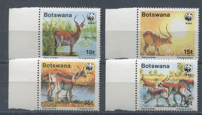 BOTSWANA - Sc# 432 -35 NH / WWF, Red Lechwe by P. Augustinus - S8212 ...