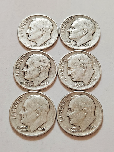 1946 - 1947 P/D Roosevelt Dimes 90% Silver RD12