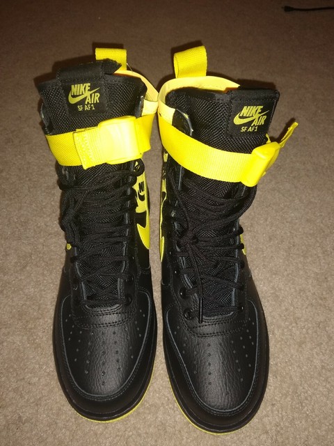 nike sf air force 1 black and yellow
