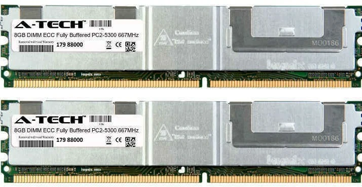 16GB Kit 2x 8GB PC2-5300 Server ECC FB-DIMM 240-Pin DDR2 667MHz Memory RAM 5300F - Image 2 of 2
