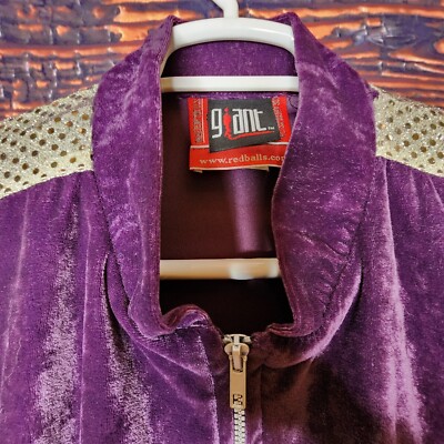 Vintage Y2K KORN Jacket Purple Velour Sequin Giant Red Balls Made 