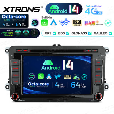 XTRONS 7'' Android 14 Autoradio 4G+64G 4G GPS DVD Gyroscope für VW Golf 5/6 SKODA