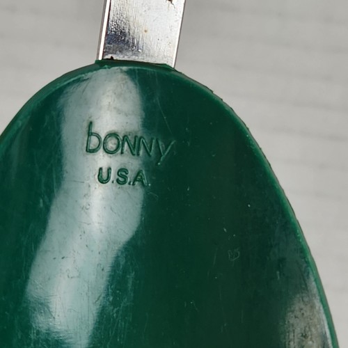 Vintage Bonny Nylon Chrome Solid Spoon 13” Green Cooking Serving Kitchen USA - Picture 10 of 12