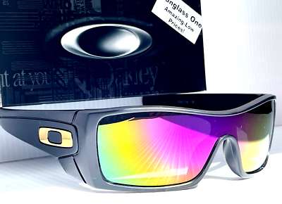 Oakley BATWOLF Matte Black Gold Icon POLARIZED Galaxy Violet Lens
