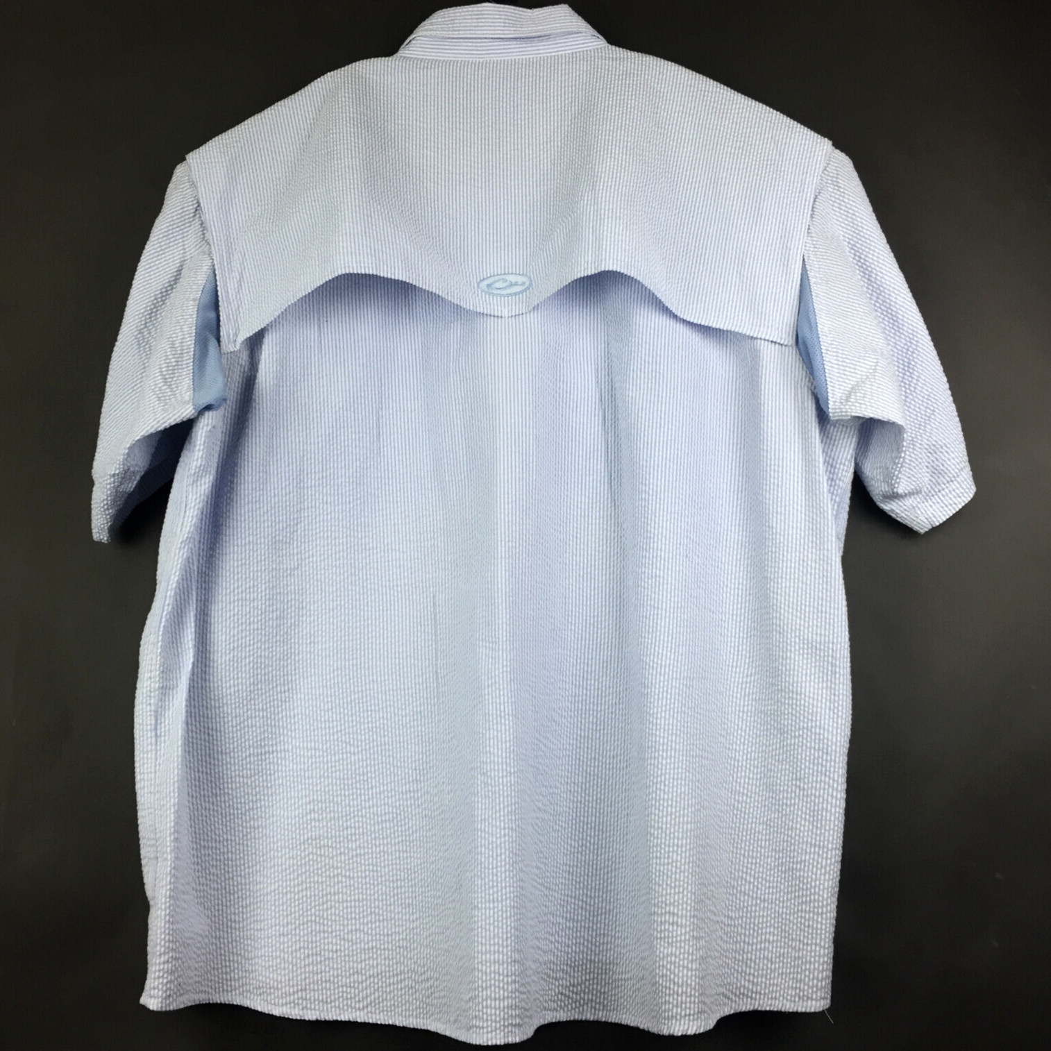 Drake Mens 3X Big (58 in Chest) Blue Stripe Vent Seersucker Wingshooters Shirt