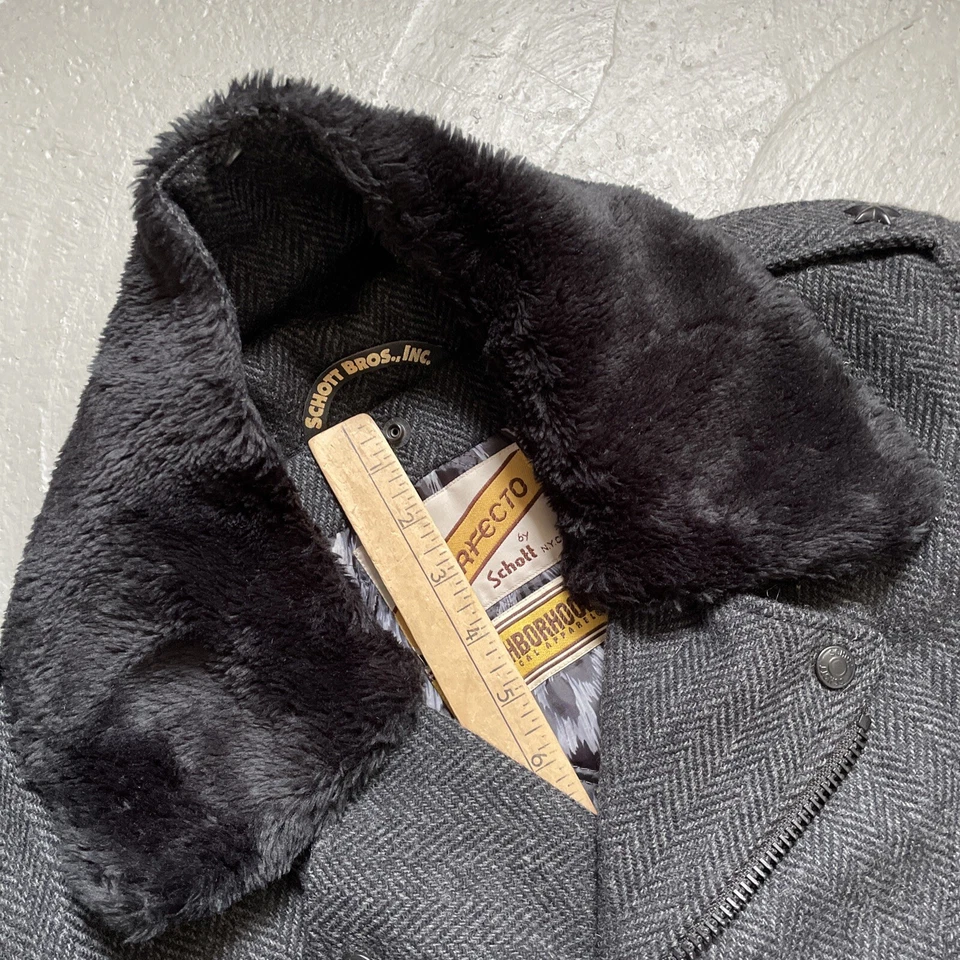 Jaqueta de lã para motocicleta Neighborhood x Schott Perfecto NBHD feita no Japão 38 - Imagem 4 de 4