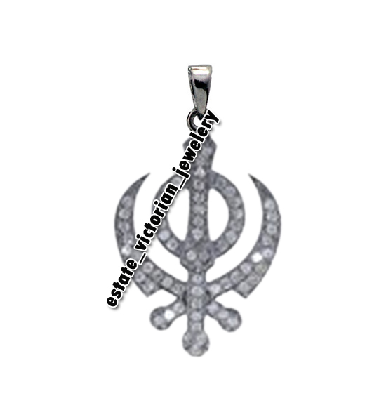 Trudeau'S Explosive Accusations: India'S Link To Sikh Leader'S Killing 20 2.01Ctw Rose Cut Diamond Silver Victorian Religion Sikh Khanda Pendant Jewelry