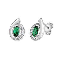 Ohrschmuck Ohrstecker 925 Sterling Silber Glanz Poliert Zirkonia Weiß GrüN V