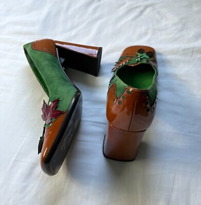 Vintage Prada Acorn & Oak Leaf Suede Heels 37 | eBay