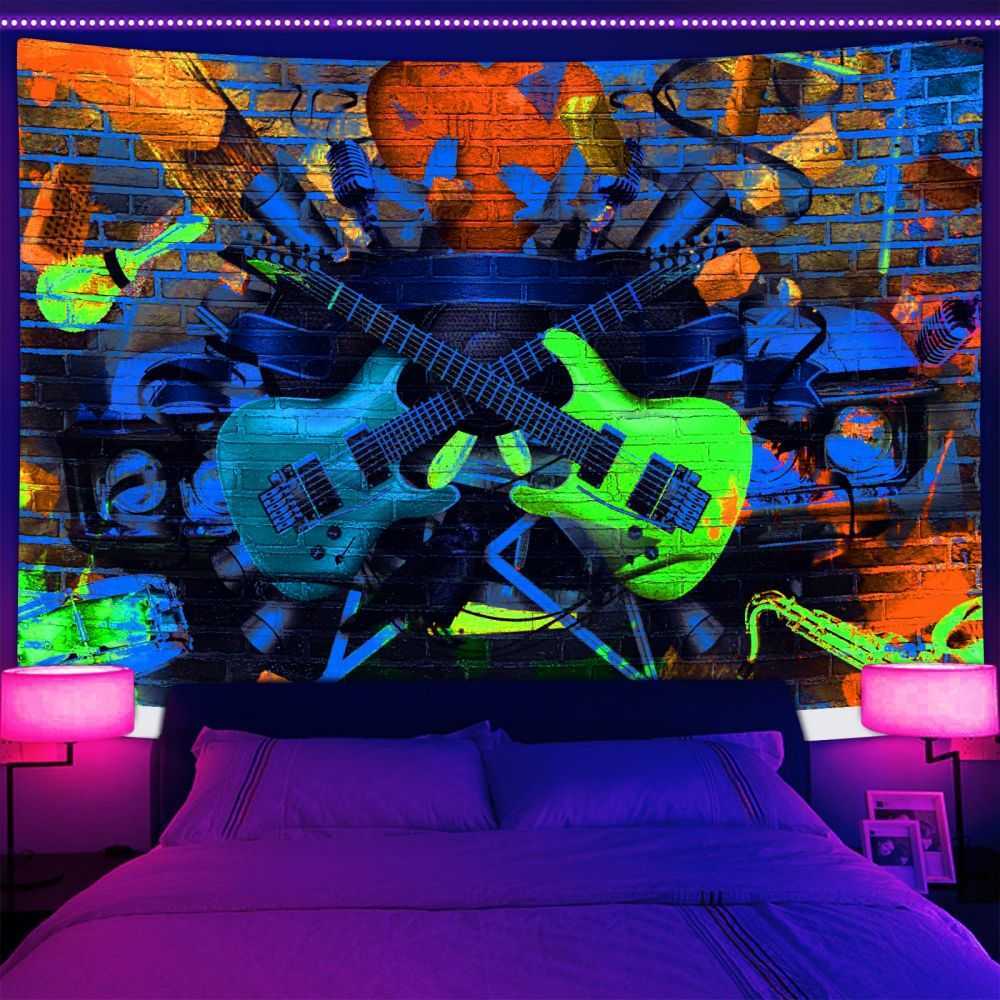 Vintage 70s Band Wall Art Blacklight Poster UV Reactive Tapestry