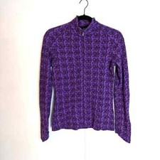 Ibex 100% Wool Full Zip Jacket Size Small Purple Black