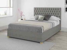 Aspire Monroe Eire Linen Grey Upholstered Ottoman Bed