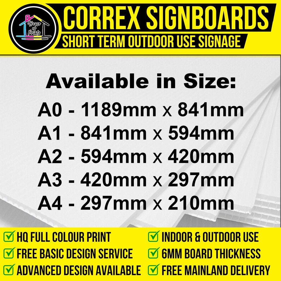 Correx Sign Board 4mm 6mm Custom Print Advertising Weatherproof A0 A1 ...
