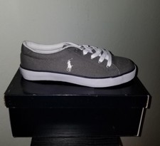 POLO RALPH LAUREN BIG BOYS/JUNIOR GREY BRISBRANE SNEAKER, SZ.6.5 US 39.5 EU NIB
