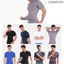 ARMEDES Mens Skin Tight Compression Baselayer Activewear Short Sleeve Shirt R131