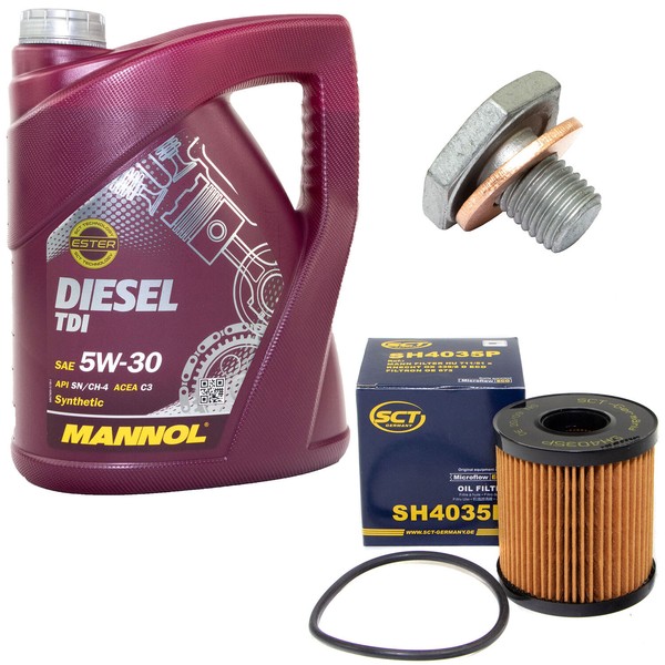 MotoröL Set 5W30 5 Liter ÖLfilter SH4035P + ÖLablassschraube FüR Citroen Peugeot-image