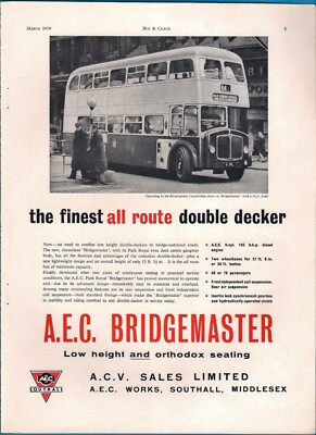 Vintage Magazine Advert 1959 - AEC Bridgemaster - Demonstrator 9JML: Birmingham