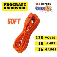 Extension Cord Outdoor 50 ft Orange Heavy Duty Extension 3 Outlets
