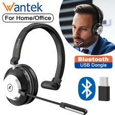 Bluetooth Earpiece with Microphone USB Dongle Wireless Headset for PC/Phone