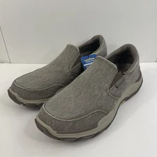 Skechers Men's Respected-Fallston Canvas Slip On Taupe Size 11 Relaxed Fit