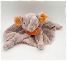 *•. Steiff 240263 - Schmusetuch Elefant Trampili - grau orange - 28 cm - RAR .•*