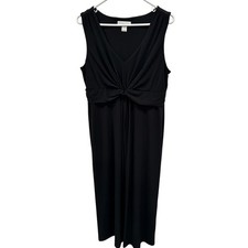 Christopher & Banks Womens Black Twist Front V-Neck Sleeveless Midi Dress M