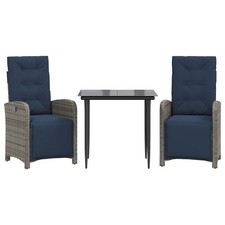 Patio Dining Set with Cushions Garden Outdoor Seating Gray Poly Rattan vidaXL
