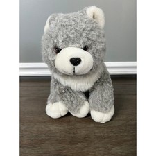 Cute n Cuddly Grey  White Wolf Plush