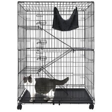50 Inch Cat Cages Indoor, Large 4-Tier Cat Crates for Indoor Cats, Collapsibl...
