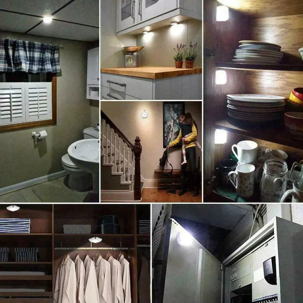 6 LED Motion Sensor Light PIR Wireless Night Light Battery Cabinet ...