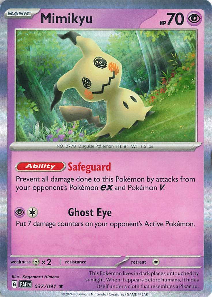 Holo Mimikyu Rare SV: Paldean Fates 037/091 LP