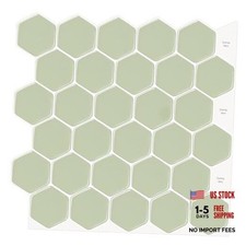 Hexagon Peel and Stick Backsplash, 10 Sheets Premium 3D Self Adhesive Green