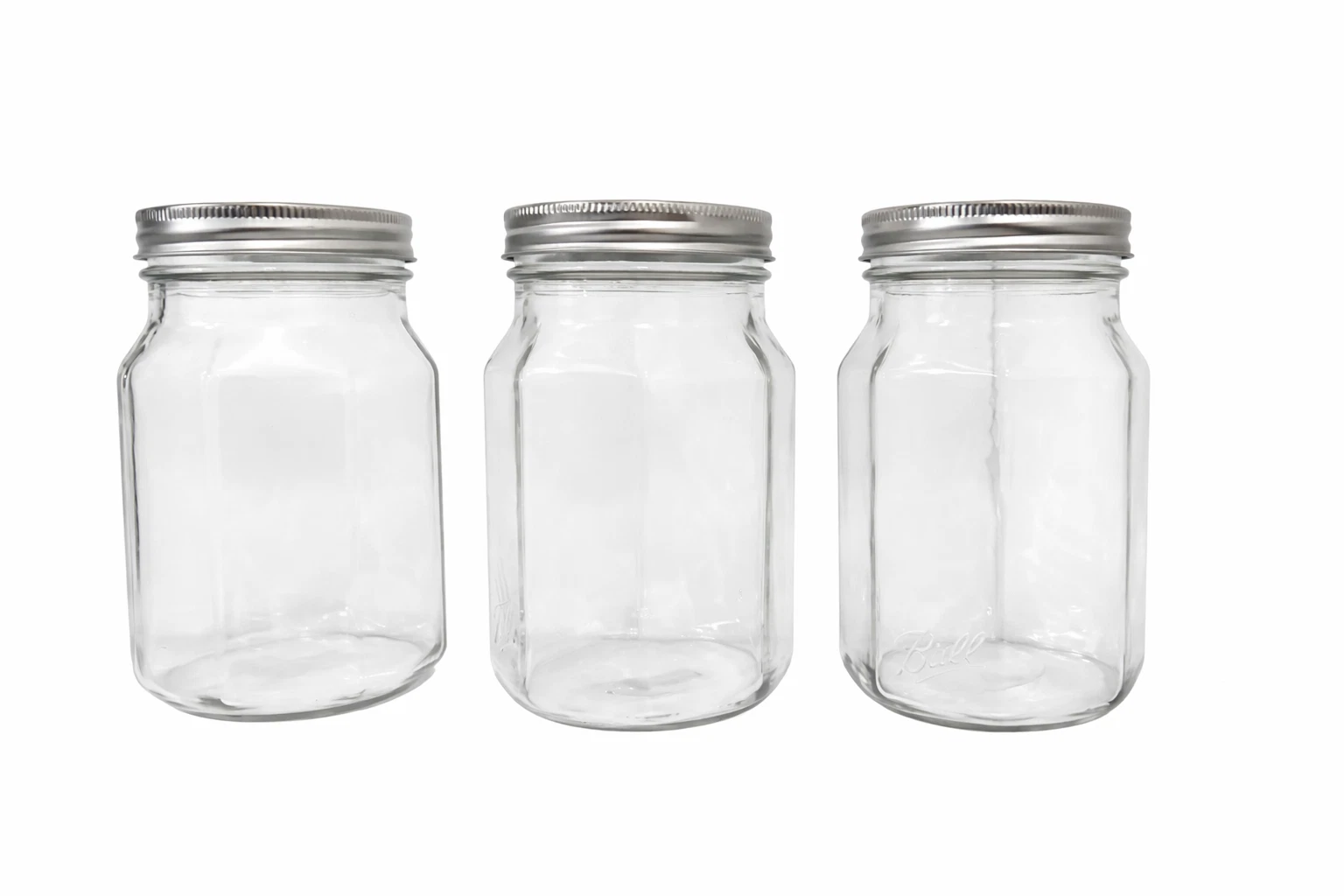 Decent Glass Jars With Lids, Octagon Shape, 32 Oz capacity, 3 Pack
