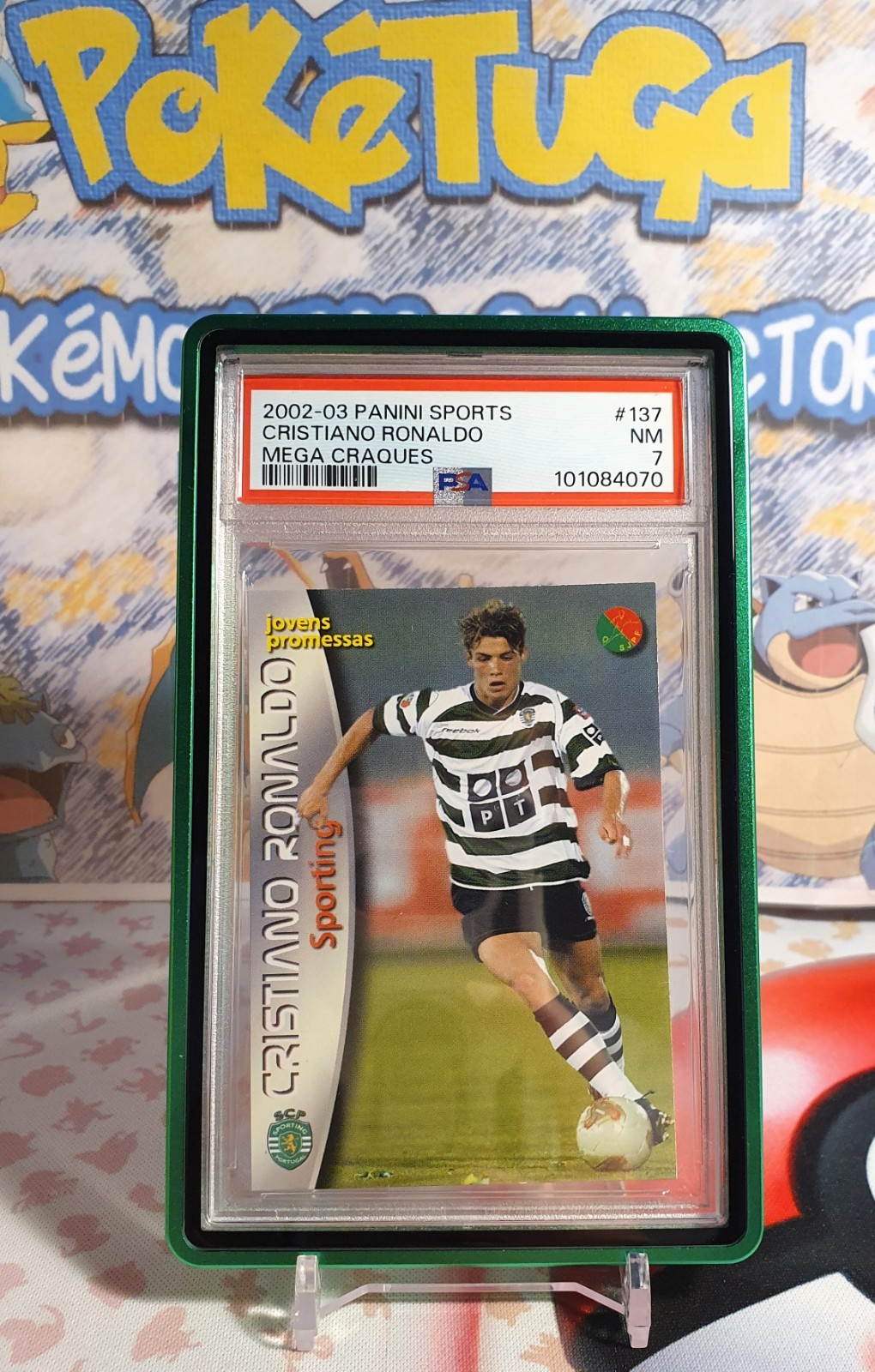 CRISTIANO RONALDO Rookie #137 RC MEGA CRAQUES 2002-2003 (Panini) - PSA 7