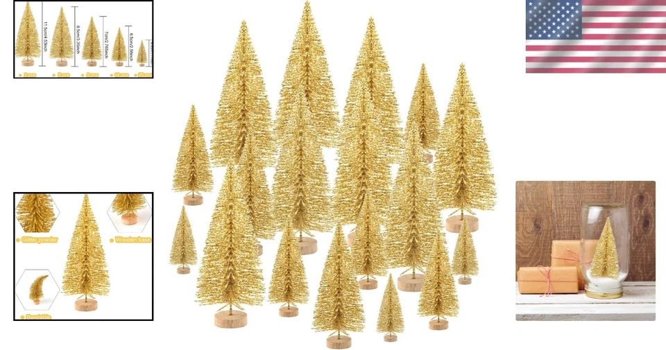 Mini cepillo de botella dorada festivo de 48 piezas árboles para decoración de invierno del país de las maravillas Foto 2 de 4