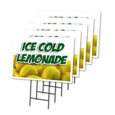 SignMission Lemonade 1 5 Pack 12" x 16" Yard Sign & Stake Made in USA