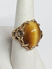 STATEMENT 9.6k Gold BRUTALIST Cat's Eye Quartz Cabochon Ring Sz 7.50 — photo 10