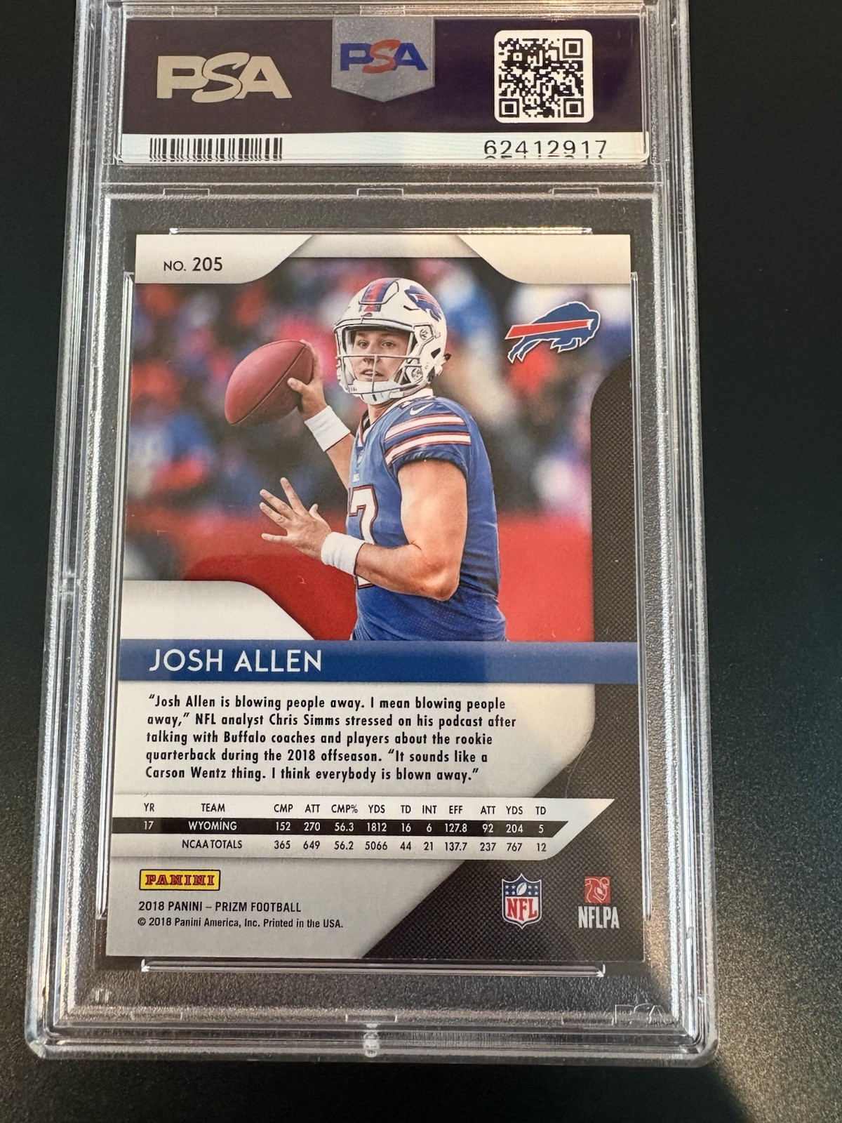 PSA 10 GEM MINT 2018 Panini Prizm - Rookie Josh Allen #205 (RC) view 2