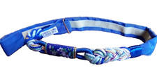 Carolyn Tanner Blue Belt Braided With Cloisonne Brass 3 Ft Long Adjustable Vtg