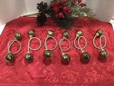 6 -SILVER TONE TWISTED-BELL END-NAPKIN RINGS-4” LONG - EX, COND.