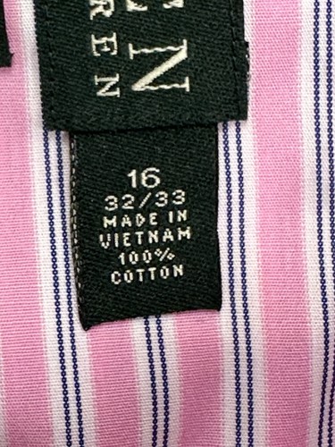 Lauren Ralph Lauren Button Up Shirt Men’s 16 32/33 Slim Fit Non Iron Pink - Picture 5 of 10