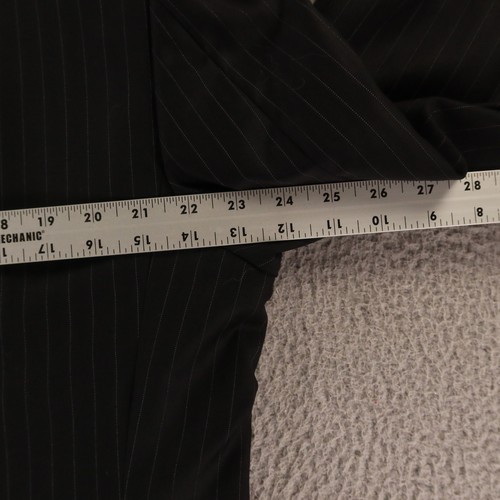 Jos A Bank Jacket L 44R Black Pinstripe Herringbone 100% Wool Twill Blazer - Picture 11 of 16